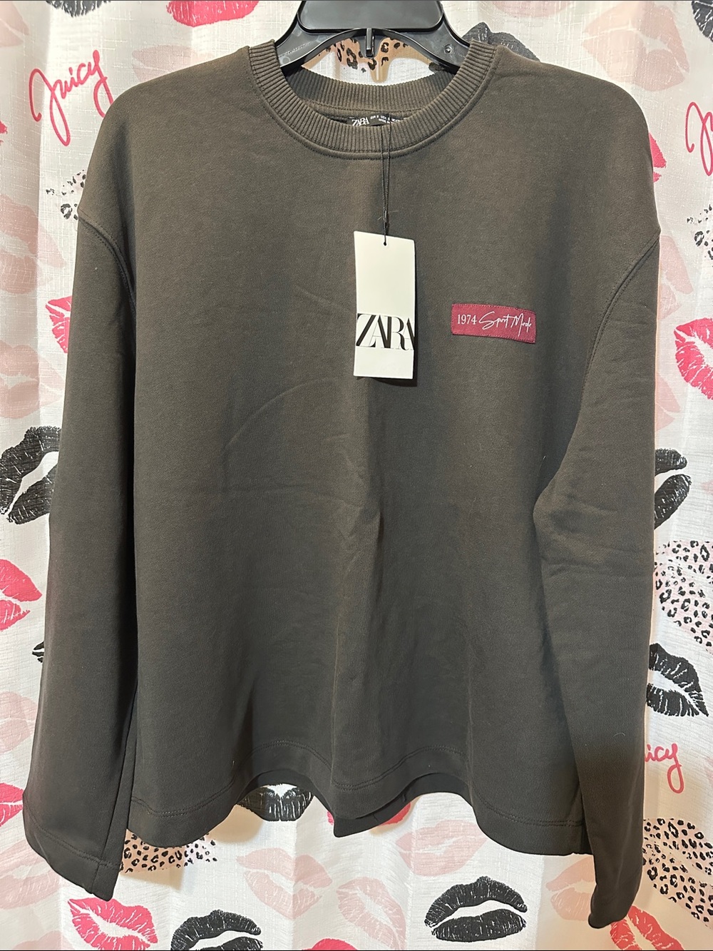 Zara Black Sweatshirt with Pink Patch